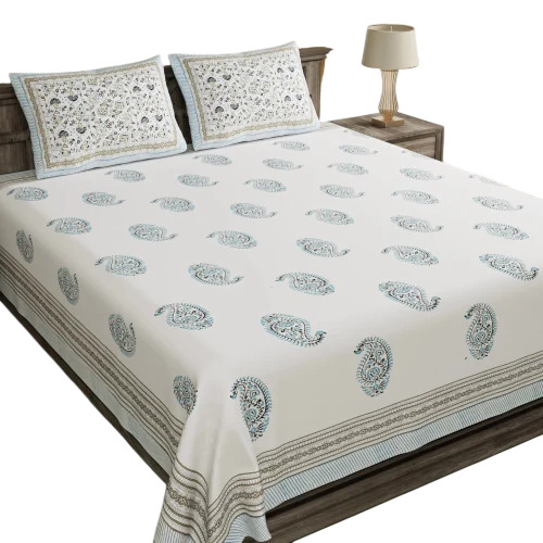 Cotton Block Printed Bed Sheet