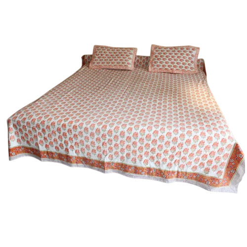 Hand Block Printed Cotton Blend Linen Bedsheet