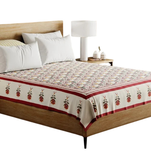 Multicolor Block Printed Bed Sheet