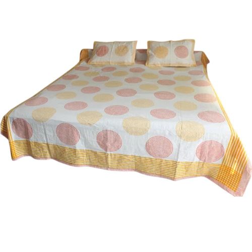 Multicolor Hand Block Printed Linen Bedsheet