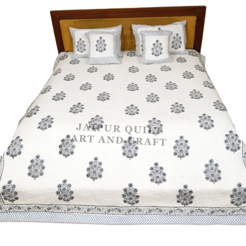 Hand Block Printed Manual Quilted Bed Cover Set
