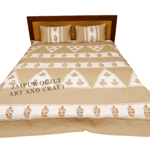 Hand Block Printed Patch Work Manual Quilted Bed Cover