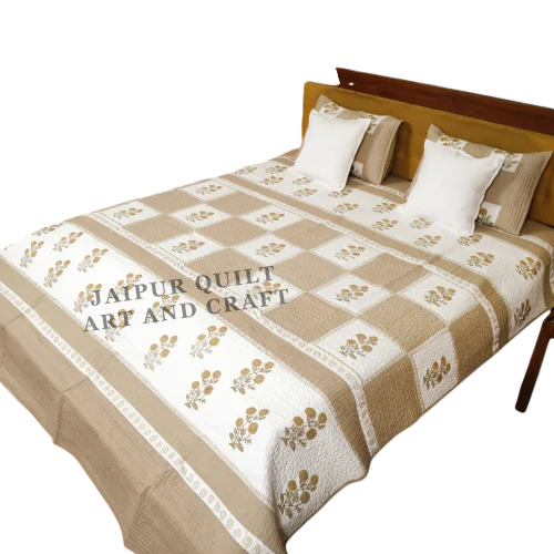 Hand Block Printed Patch Work Manual Quilted Bed Cover Set