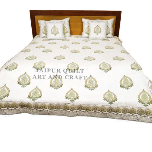 Hand Block Printed Quilted Bed Cover Set