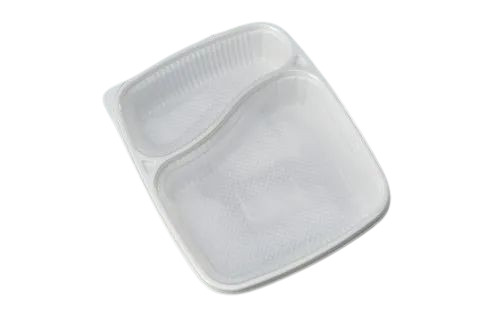 2 Compartment Plastic Disposable Meal Tray.