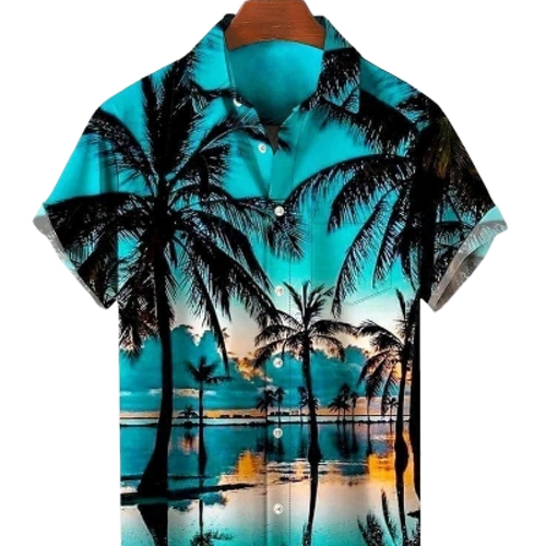 Casual Beach Shirt - Lightweight Breathable Fabric, Size L/M/XL | Comfortable, No Fade, Washable, Print, Short Sleeves