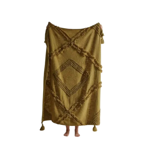 Cotton Tufted Throw Blanket For Home