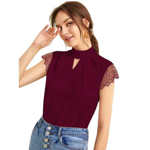 Heavy Georgette Plain Ladies Fancy Tops Casual Wear