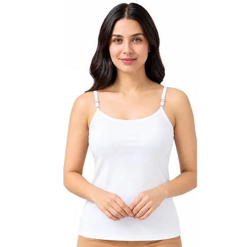 Ladies White Cotton Slip With Adjustable Solder Elastic
