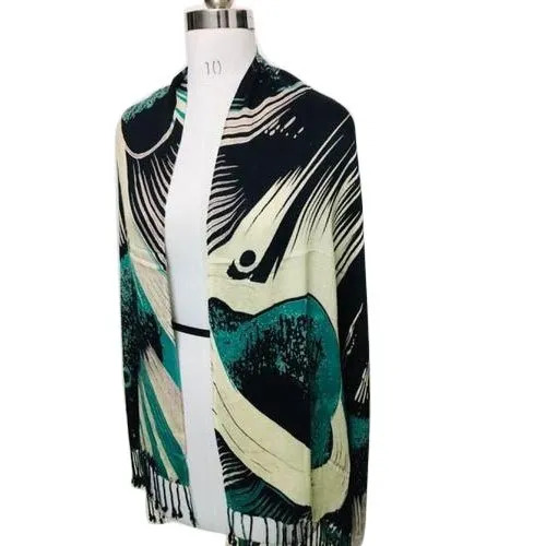 Multicolor Printed Viscose Satin Stoles