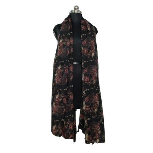 Womens Floral Printed Scarf With Tassel