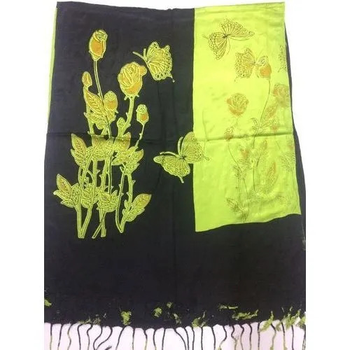 Yellow & Black Viscose Satin Stoles