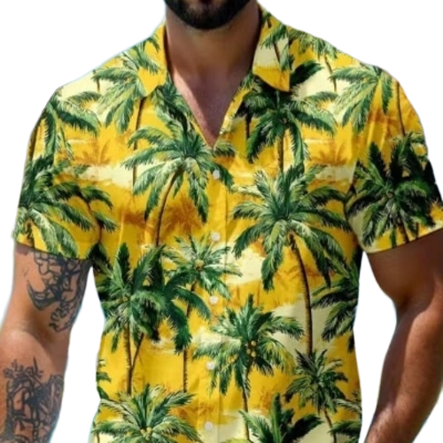 Short Sleeves Fashionable Hawaiian Shirts - Lightweight Woven Fabric, Sizes S-XL | Comfortable, Washable, No Fade