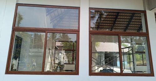 Brown Aluminium Window Frame - Aluminum, Customized Size, Brown, Polished | Sliding, Anti Corrosion, Screw-in Installation