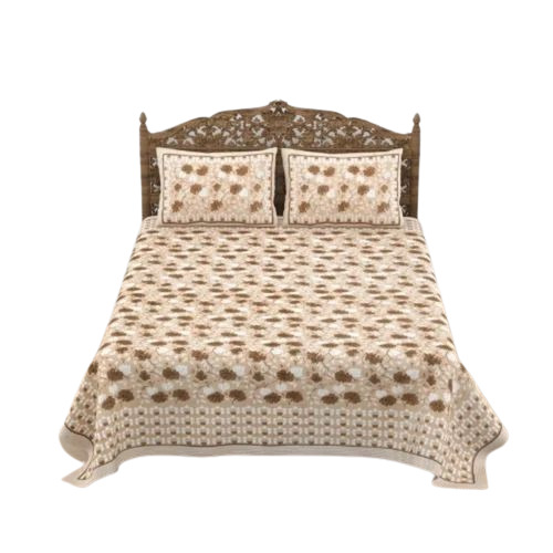 Cotton Printed Light Beige Double Bed Sheet - Double Size, 100% Cotton, Shrink Resistant, Lightweight, Wrinkle Resistant