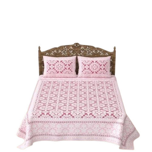 Cotton Printed Pink Bed Sheet - Double Size, 100% Cotton | Lightweight, Wrinkle Resistant, Shrink Resistant Set