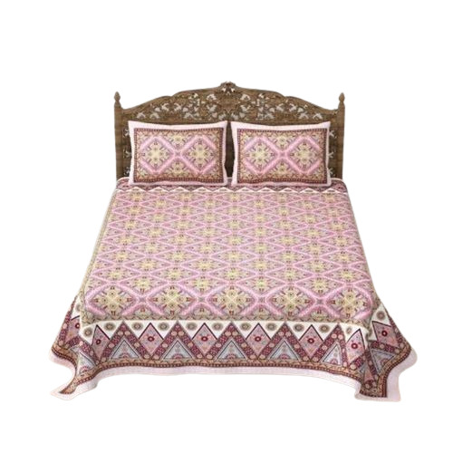 Cotton Printed Pink Double Bed Sheet - Double Size, 100% Cotton | Lightweight, Wrinkle Resistant, Shrink Resistant