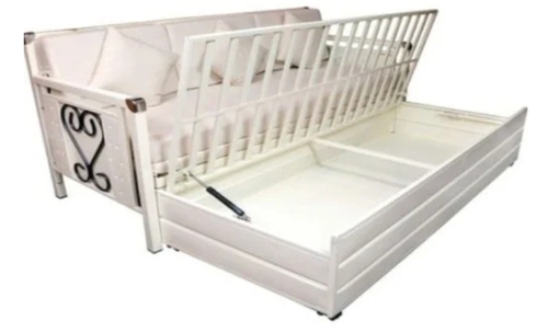 Mild Steel Powder Coated Sofa Cum Bed - Color: Black