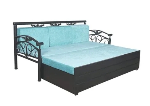 Mild Steel Sofa Cum Bed - Mild Steel, 6x6 Inch, Black | Strong Frame, Space Saving, Dual Purpose, Easy Folding, Comfortable Seating