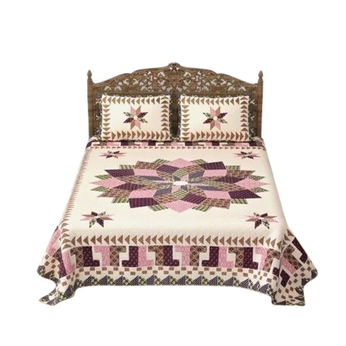 Printed Beige Double Bed Sheet - 100% Cotton Double, Beige, Shrink Resistant, Lightweight, Wrinkle Resistant