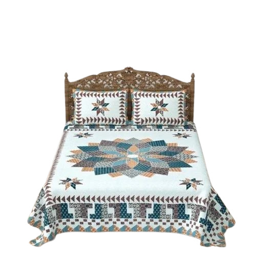 Pure Cotton Printed Double Bed Sheet - Double Size, Multi Color, 1 Bed Sheet & 2 Pillow Covers | Lightweight, Wrinkle Resistant, Breathable, Shrink Resistant