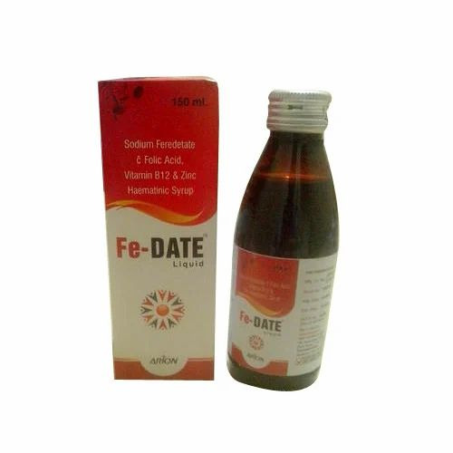 Sodium Feredetate & Folic Acid, Vitamin B12 & Zinc Syrup - 0.5 mg/5 ml Folic Acid, 5 mcg/5 ml Vitamin B12, Bottle | Purity 99%, Shelf Life 12 Months