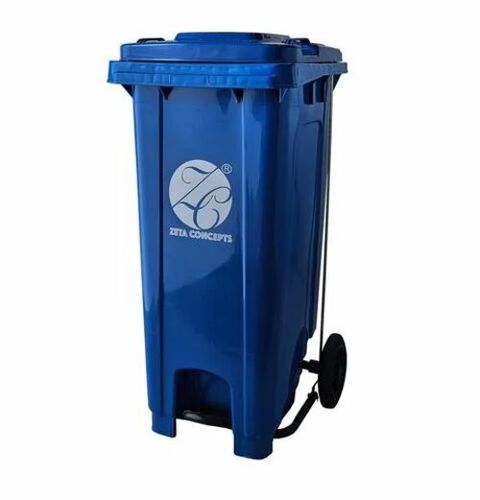 120 Liter Blue Color Plastic Wheeled Dustbins With Pedal