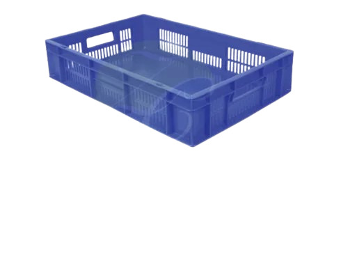600x400x125mm Perforated Plastic Crates - Plastic, 25L, Blue, Mesh Style, Water Resistant, Eco Friendly