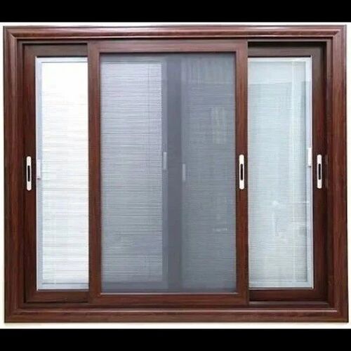 Stylist Brown Rectangular Upvc Windows - UPVC, Customized Size, Brown, Sliding Window, Anti Corrosion, Screw In Installation