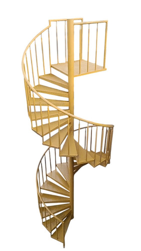 Yellow Mild Steel Spiral Staircase - 900mm Step Width, 170mm Riser Height, Center Stringer | Primer Coated, Rust Proof, Easily Assembled