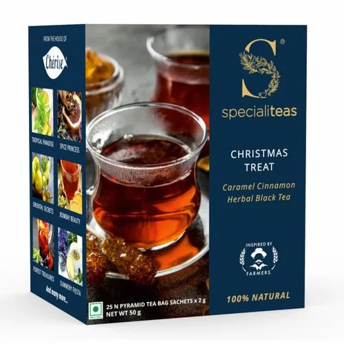 50g Cherise Christmas Treat Caramel Cinnamon Herbal Black Tea - Box Caffeine Free | Flavored Tea Grade A Fresh
