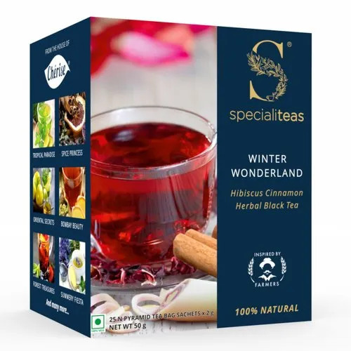 50g Cherise Winter Wonderland Hibiscus Cinnamon Black Tea - Herbal Tea Bag | Flavored Fresh Grade A Ginger Tea