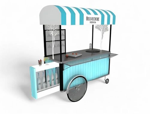Blue Stylist Hand Push Food Cart