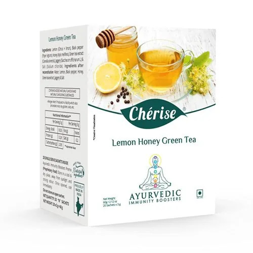Cherise Lemon Honey Green Tea - 60g Box, Tea Bag Cut | Flavored Herbal Tea, Grade A, Fresh Ginger Variety