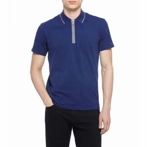 Collar T Shirt - Cotton, Sizes S-XXXL, Blue, Smooth Soft Texture, Polo Collar, Lightweight, Short Sleeves
