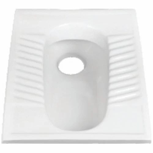 Indian Toilet Seat - Ceramic, 395x500x180 mm, White | Elongated, Floor Mounted, Polished Finish, Durable Designer Pattern