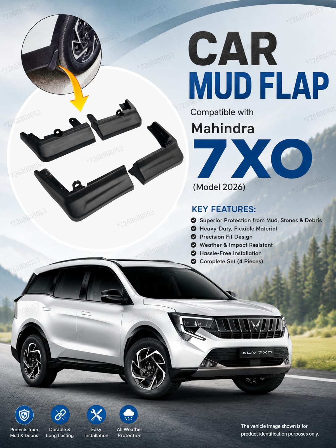 Mahindra XUV 7XO Mud Flap / Mud Guard