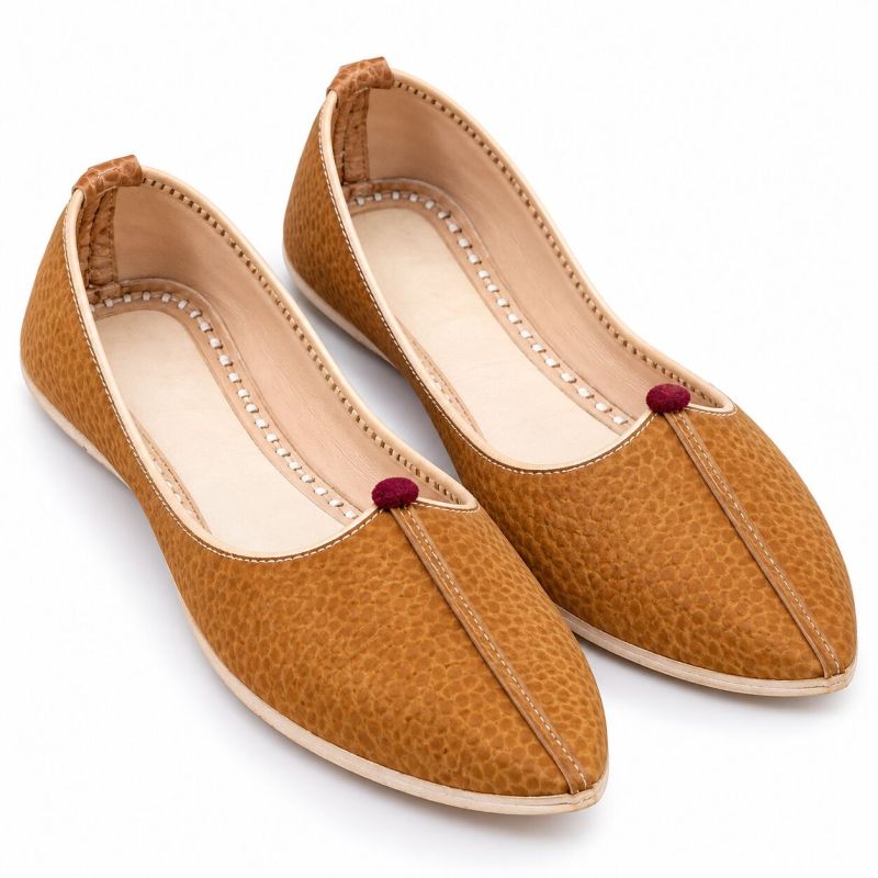 Mymarwar Mustard Brown Textured Rajasthani Mojari
