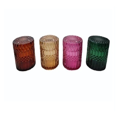 4 Inch Decorative Candle Jar - Handmade Transparent Glass, Round Shape | Elegant Ambient Lighting, Decorative Gift