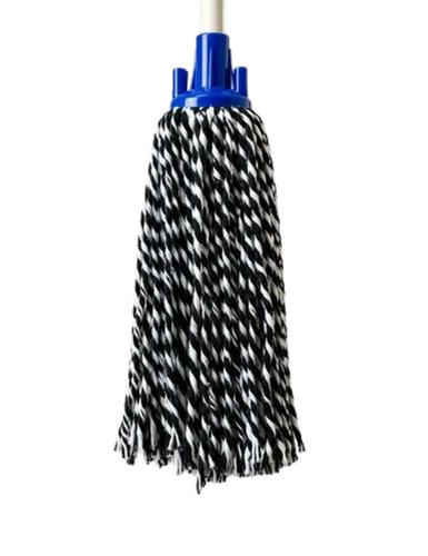Black And White Wet Mop - Cotton, Standard Size, White & Black | Manual Floor Cleaning, Eco Friendly, Long Lasting