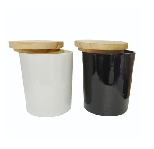 Candle Jars With Wooden Lids - Handmade Glass, Multiple Colors, Painted Finish | Gift, Home & Wedding Decor