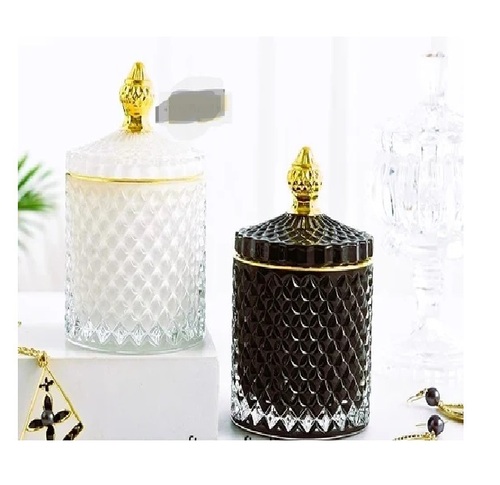 Crystal Glass Candy Jar With Lid