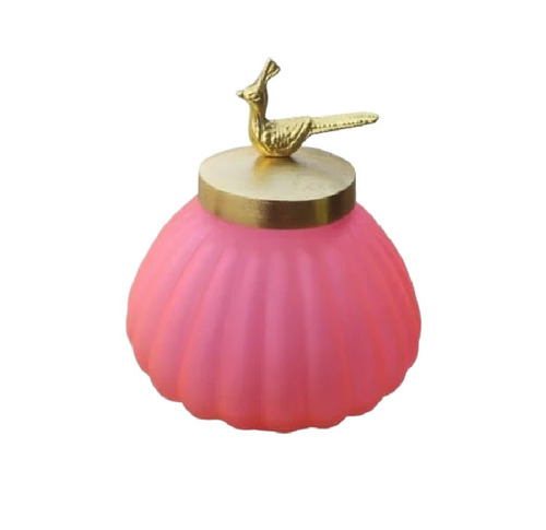 Decorative Glass Peacock Jar With Lid
