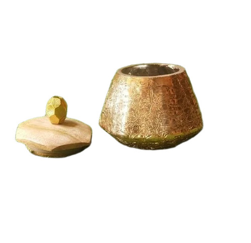 Glass Spice Storage Jar - Glass 500mL Round Wooden Lid | Multi-Color Plain Finish