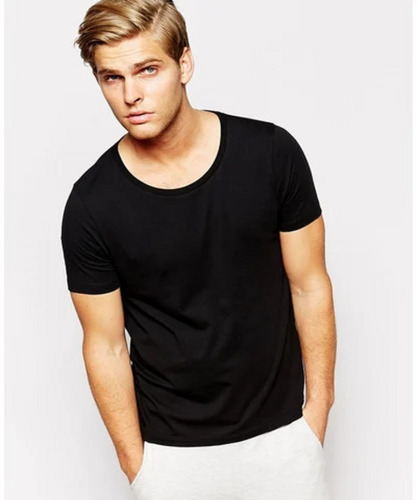 Men Scoop Neck T-Shirt - Cotton, All Size, Black | Comfortable, Skin Friendly, Casual Wear