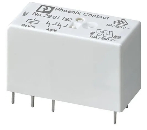 Rel-Mr-24dc/21-21 2961192 Phoenix Electromagnetic Relay - White, 24V DC, Screw Connection | Slim DIN Rail, 2 Changeover Contacts, LED Indicator