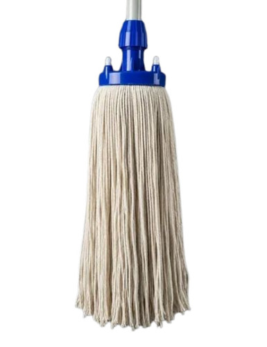 Round Head White Wet Mop - Cotton, Standard Size, White | Manual Floor Cleaning, Eco Friendly, Long Lasting