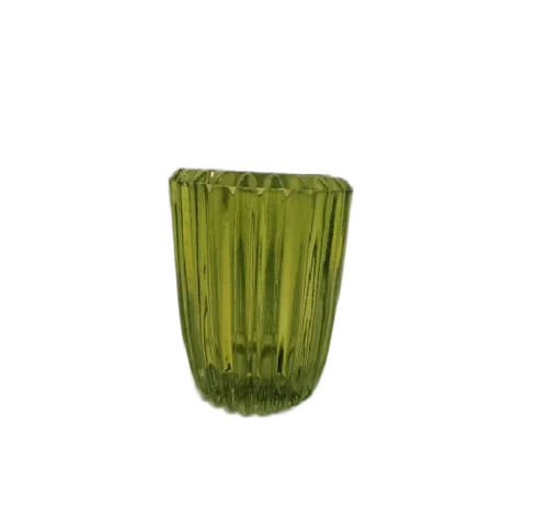 Round Light Green Glass Candle - Handmade Glass, 100g, Cotton Wick, Scented, Round Shape, Soft Ambient Glow