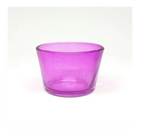 T Light Glass Votive Candle Holder - Glass, Round, Purple, Handmade | Modern Arts, Home Decor, Gift