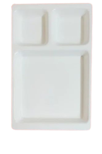 8inch Acrylic Rectangle Masala Pav Plate - White Matte, 3 Compartments, Microwave Safe, Lightweight